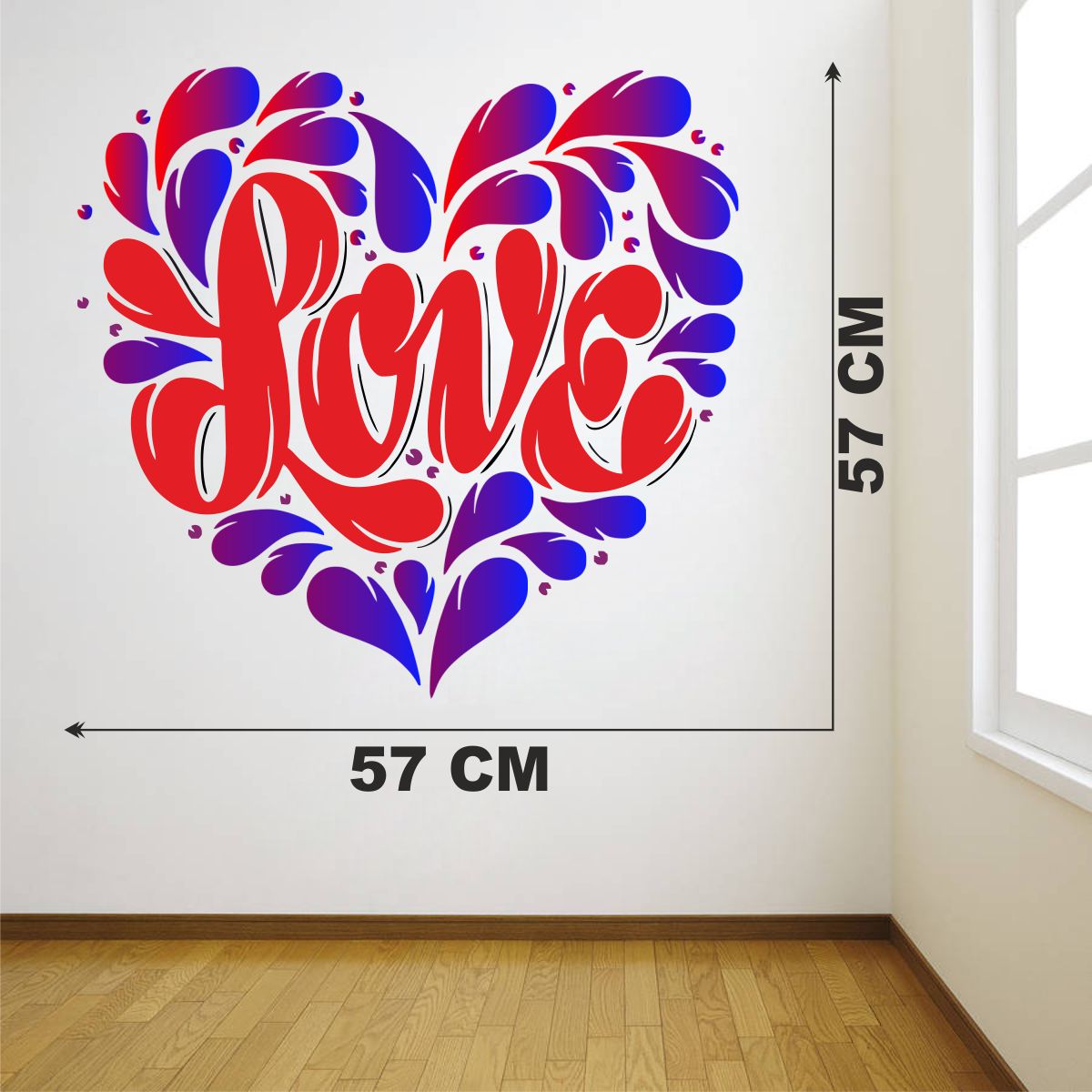 Homexa Decor | Love (Heart) Wall Sticker (Size 51 x 50 cm)