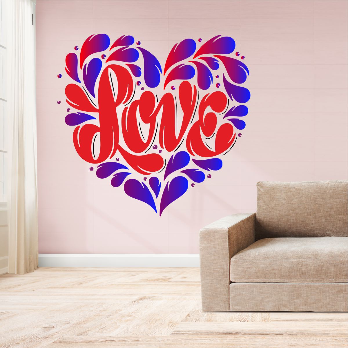 Homexa Decor | Love (Heart) Wall Sticker (Size 51 x 50 cm)