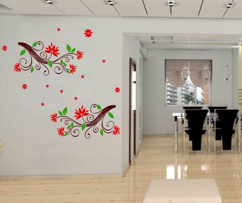 Homexa Decor | Floral ( Flower ) Design Wall Sticker (Size 58x58 cm)