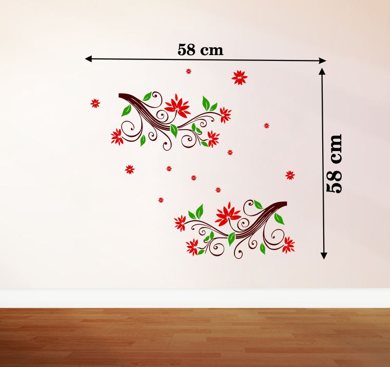 Homexa Decor | Floral ( Flower ) Design Wall Sticker (Size 58x58 cm)