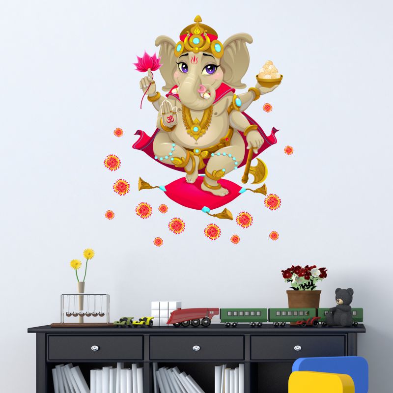 Homexa Decor | Shree Ganesh ji Design Wall Sticker (Size 43x58 cm)