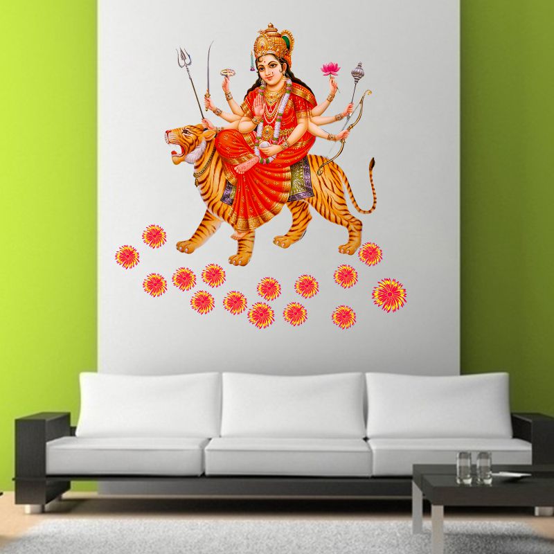 Homexa Decor | Durga Maa Wall Sticker (Size 50x51 cm)