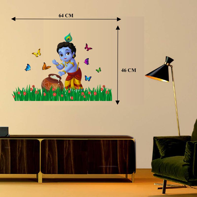 Homexa Decor | Beautiful Little Krishna Wall Sticker (Size 64x46 cm)