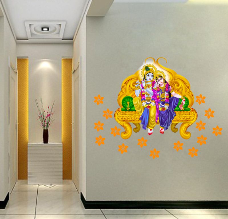 Homexa Decor | Radha Krishna Wall Sticker (Size 55x55 cm)