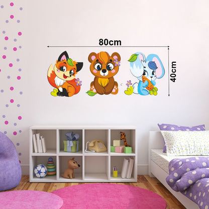 Homexa Decor | Cute Baby Animal Wall Sticker (Size 80x40 cm)