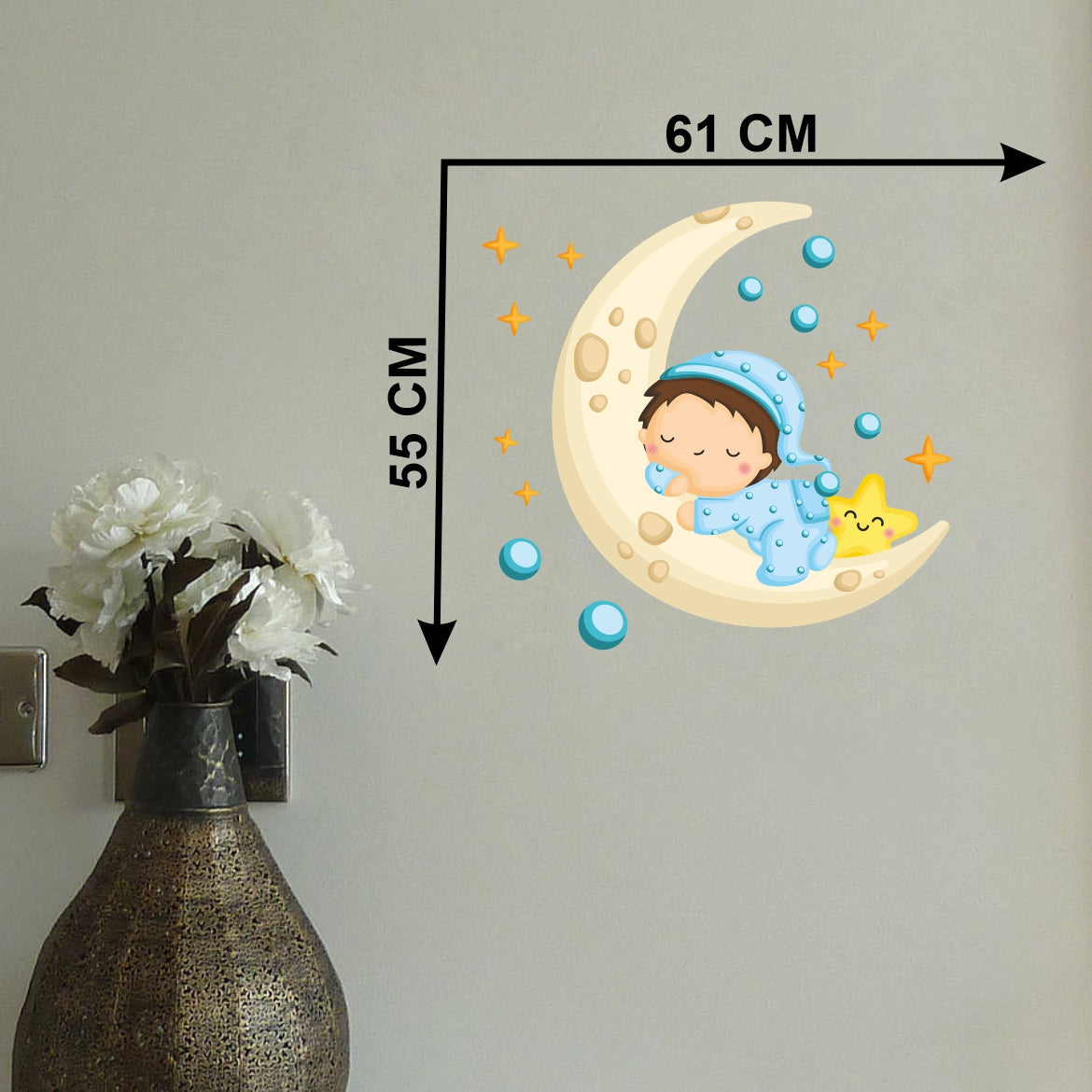 Homexa Decor | Sleeping Baby and Moon Wall Sticker (Size 61x55 cm)