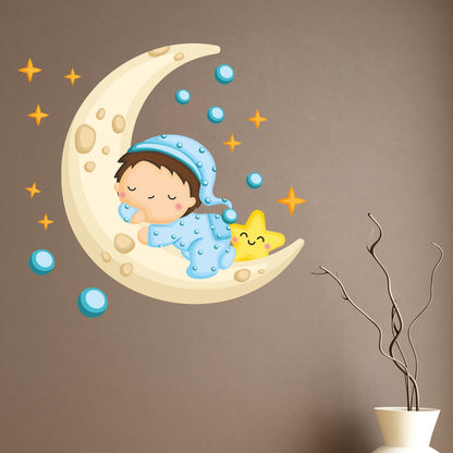 Homexa Decor | Sleeping Baby and Moon Wall Sticker (Size 61x55 cm)