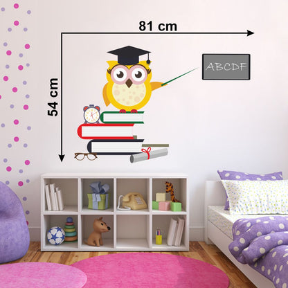 Homexa Decor | Education With Owl Wall Sticker (Size 81x54 cm)