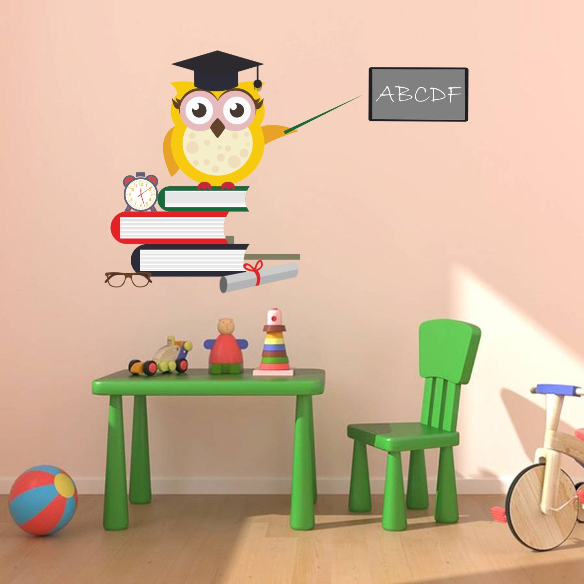 Homexa Decor | Education With Owl Wall Sticker (Size 81x54 cm)