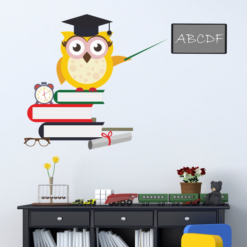 Homexa Decor | Education With Owl Wall Sticker (Size 81x54 cm)