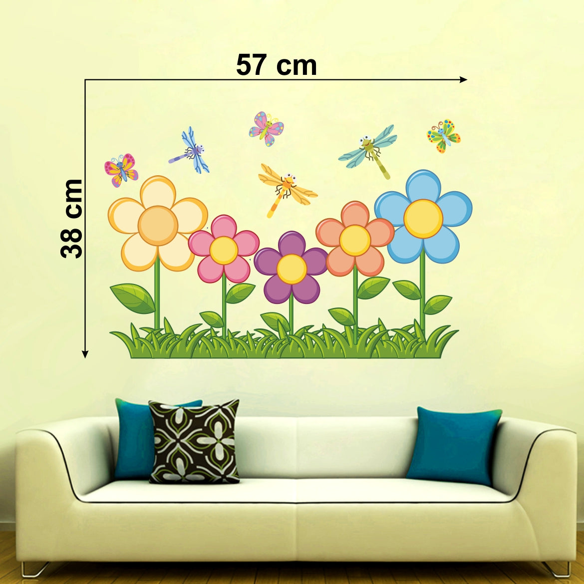 Homexa Decor | Flower and Insect Wall Sticker (Size 57x38 cm)