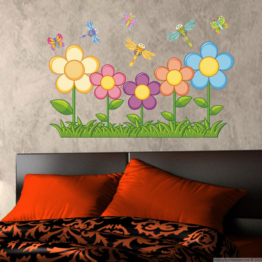 Homexa Decor | Flower and Insect Wall Sticker (Size 57x38 cm)