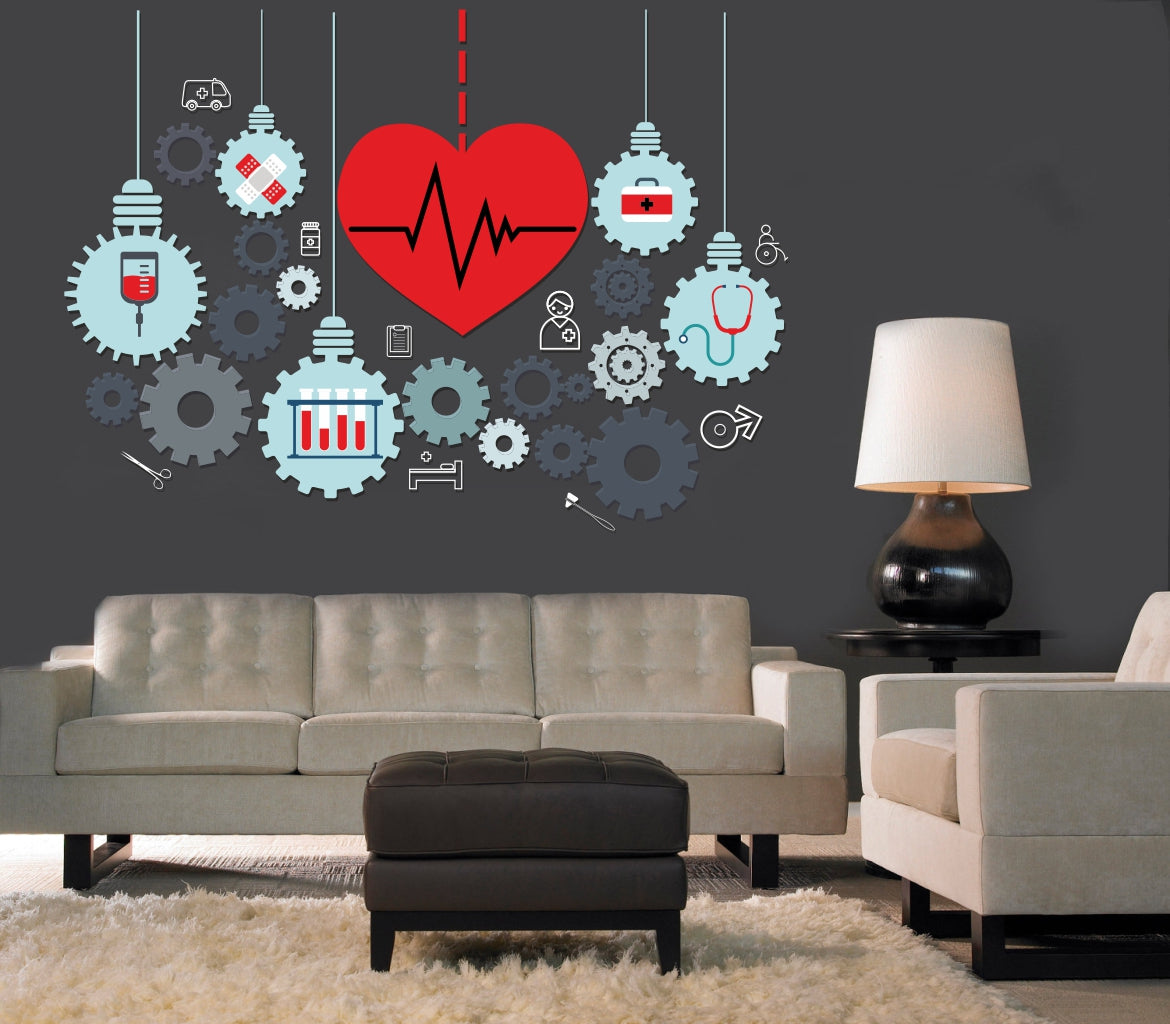 Homexa Decor | Human Setting Machine Design Wall Sticker (Size 57x41 cm)