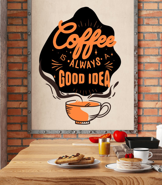 Homexa Decor | Wake Up And Smell The Coffee Wall Sticker (Size 40x56 cm)