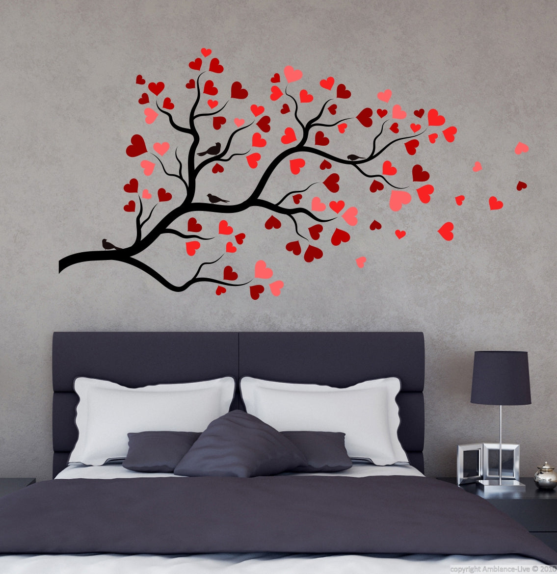 Homexa Decor | Tree With Birds and Heart Wall Sticker (Size 80x42 cm)