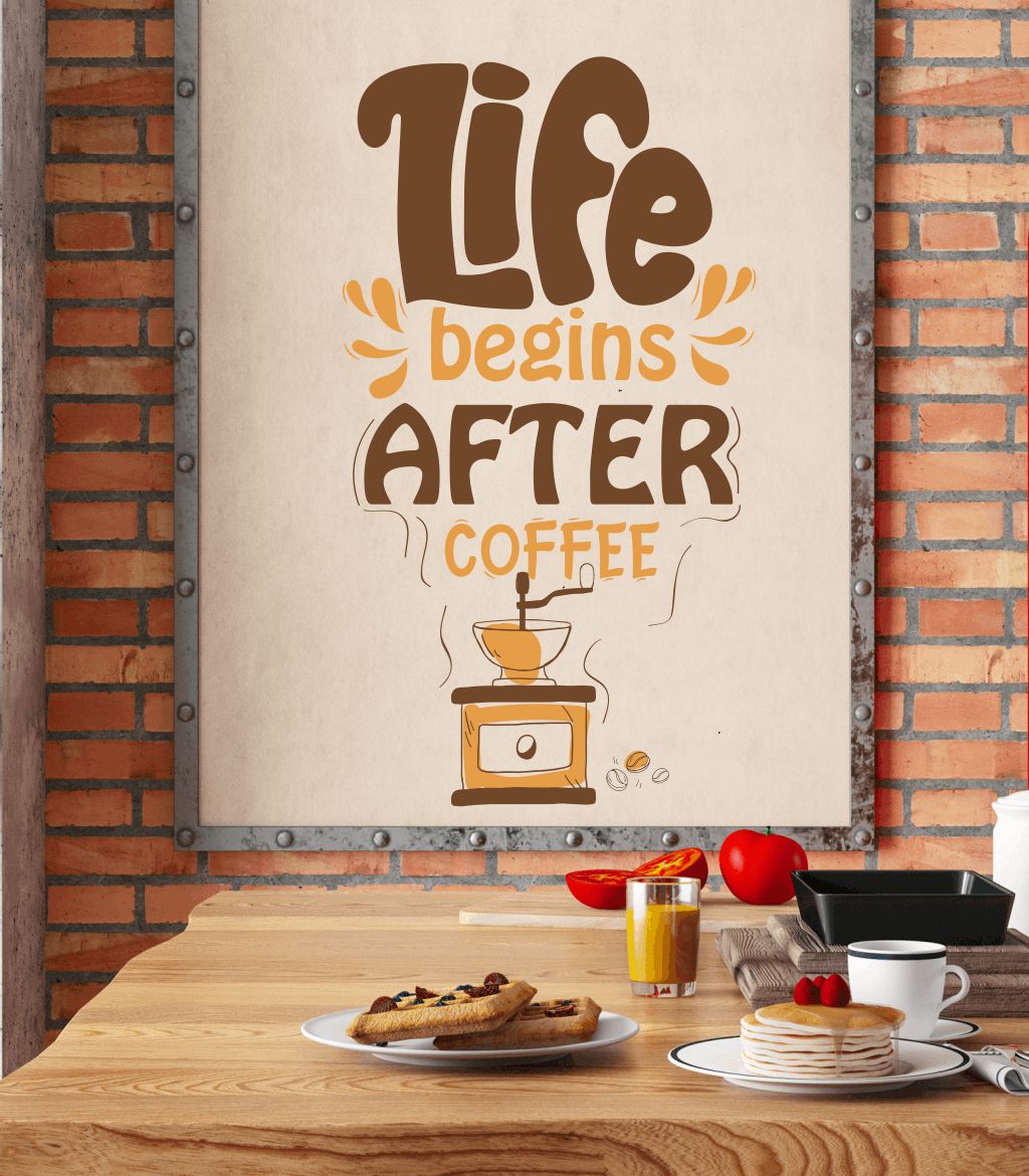 Homexa Decor | Life Begin After Coffee Wall Sticker (Size 31x56 cm)