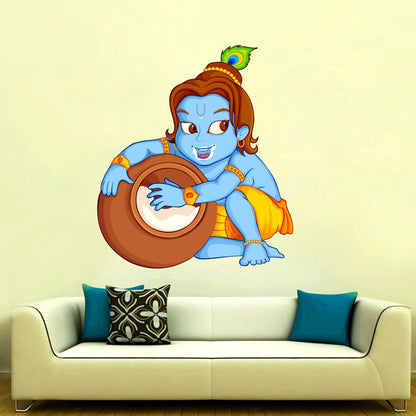 Homexa Decor | Beautiful Little Krishna Wall Sticker (Size 49 x 56 cm)