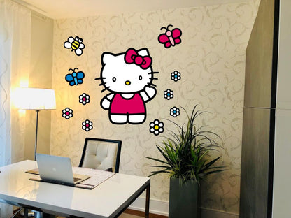 Homexa Decor | Cute Kitty Cartoon Design Wall Sticker (Size 69 x 64 cm)