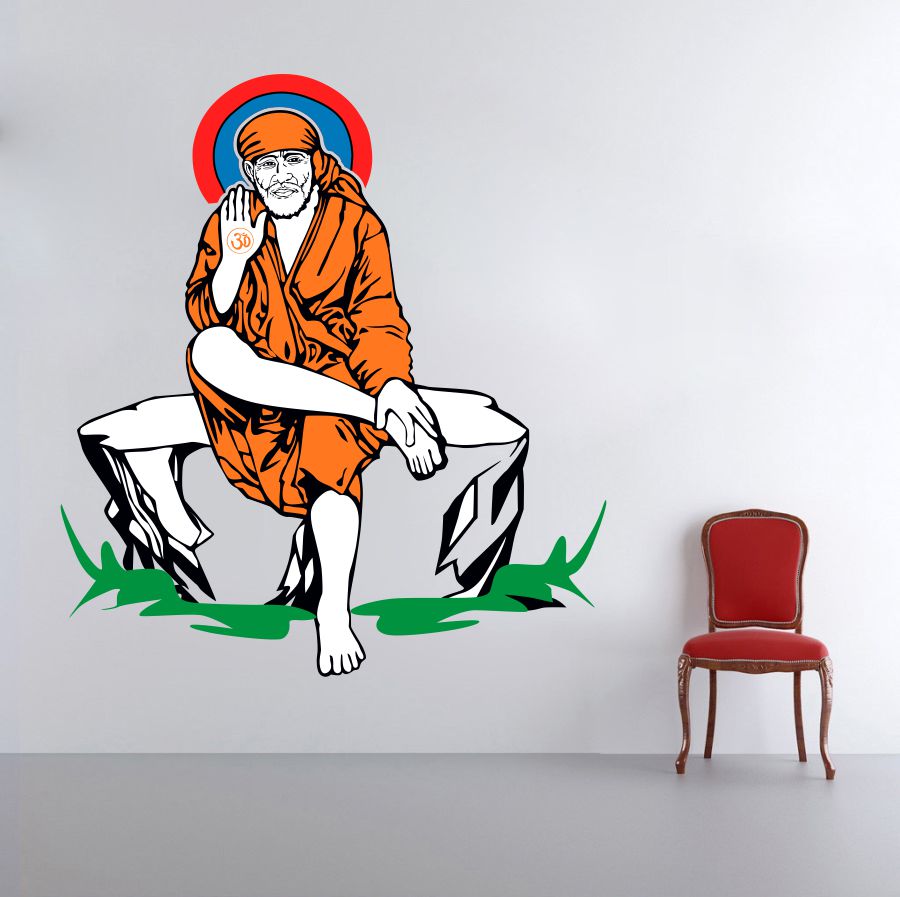 Homexa Decor | Sai Baba Wall Sticker (Size 46 x 57 cm)