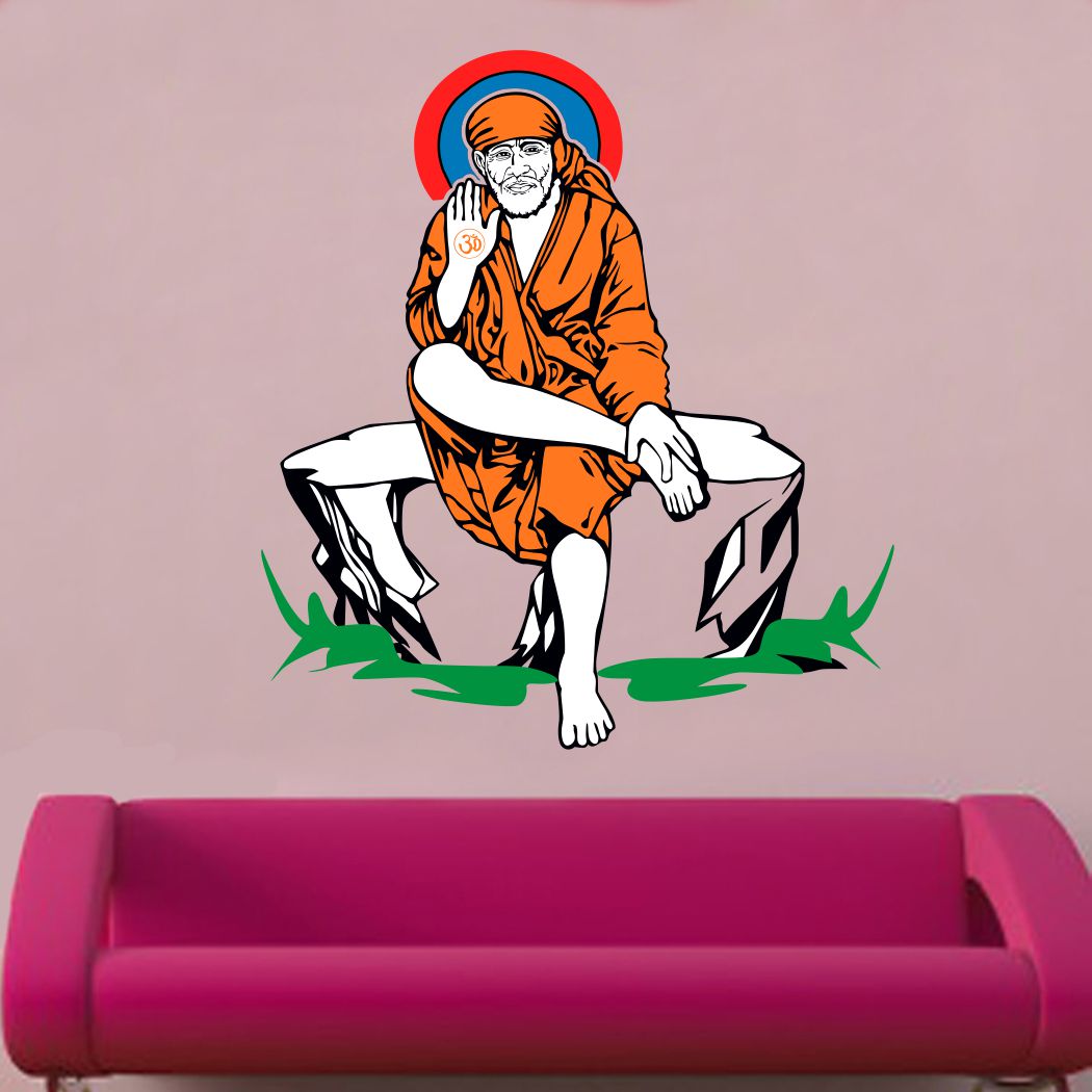 Homexa Decor | Sai Baba Wall Sticker (Size 46 x 57 cm)