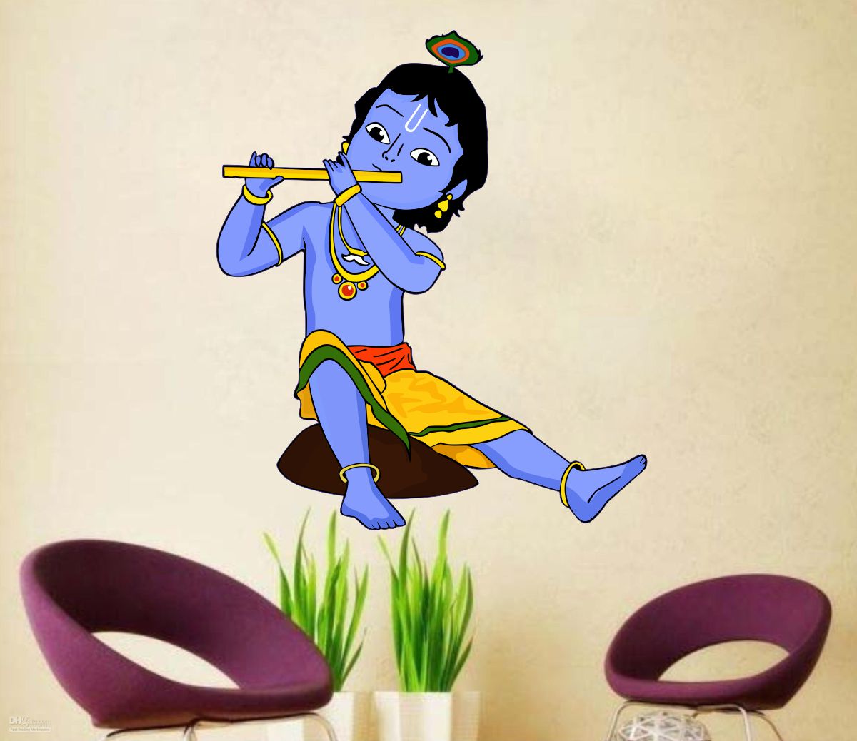 Homexa Decor | Little Shree Krishna Wall Sticker (Size 56 x 66 cm)