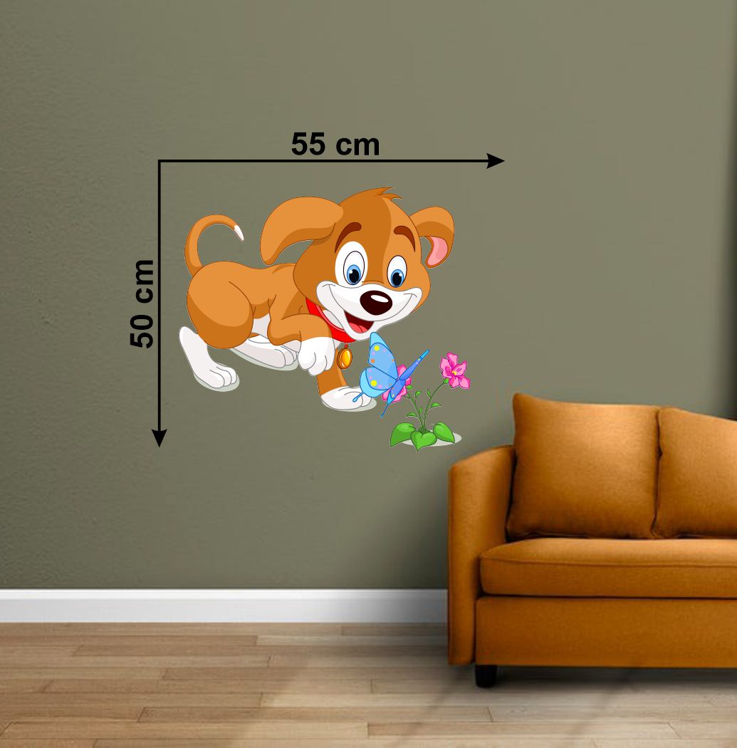 Homexa Decor | Dog and Butterfly Wall Sticker (Size 55 x 50 cm)