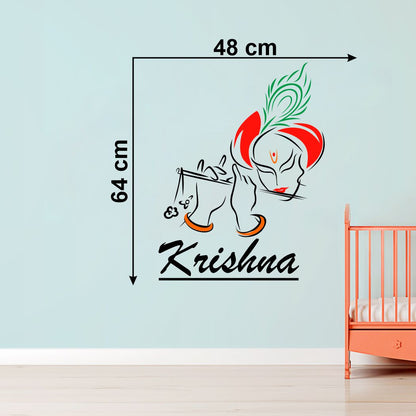 Homexa Decor | Krishna and flute Wall Sticker (Size 48 x 64 cm)