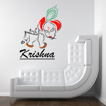 Homexa Decor | Krishna and flute Wall Sticker (Size 48 x 64 cm)