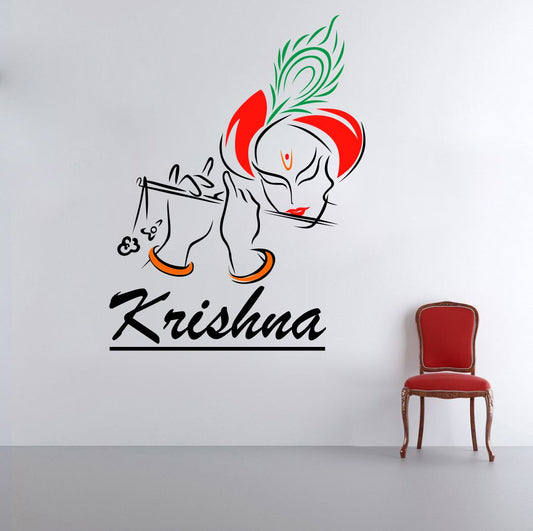 Homexa Decor | Krishna and flute Wall Sticker (Size 48 x 64 cm)