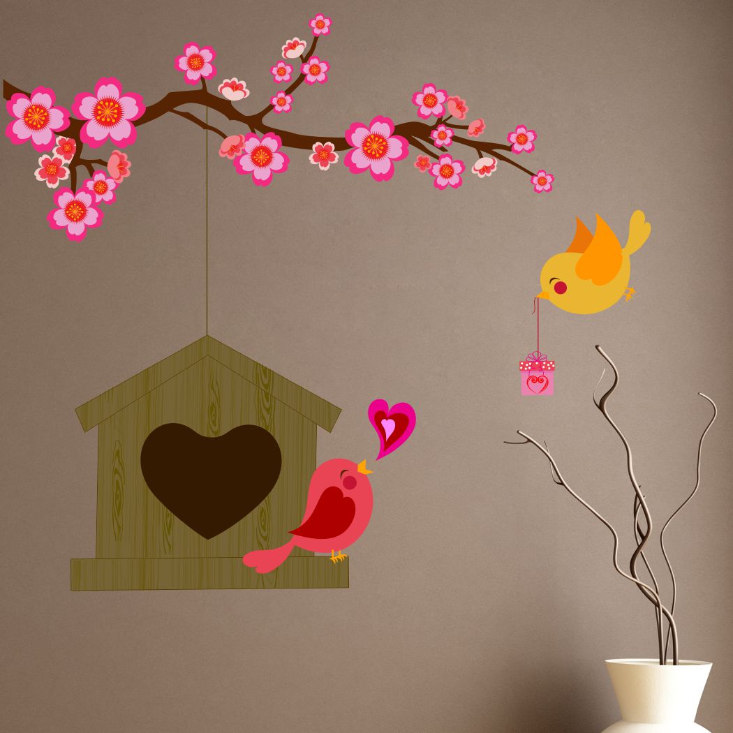 Homexa Decor | Tree With Birds Wall Sticker (Size 91 x 82 cm)