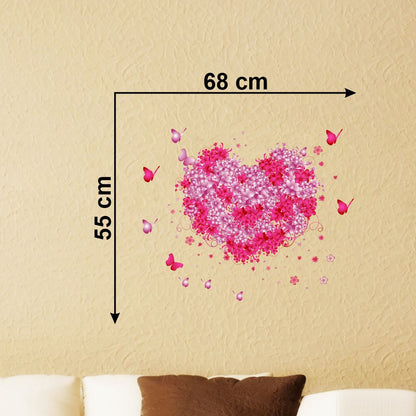 Homexa Decor | Love Heart and Butterfly Wall Sticker (Size 68 x 55 cm)