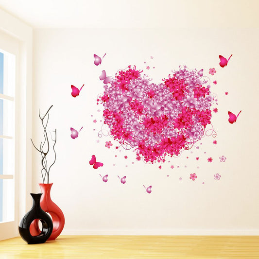 Homexa Decor | Love Heart and Butterfly Wall Sticker (Size 68 x 55 cm)