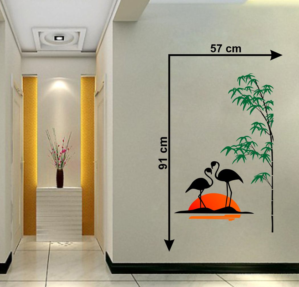 Homexa Decor | Tree with Crane Wall Sticker (Size 57 x 91 cm)