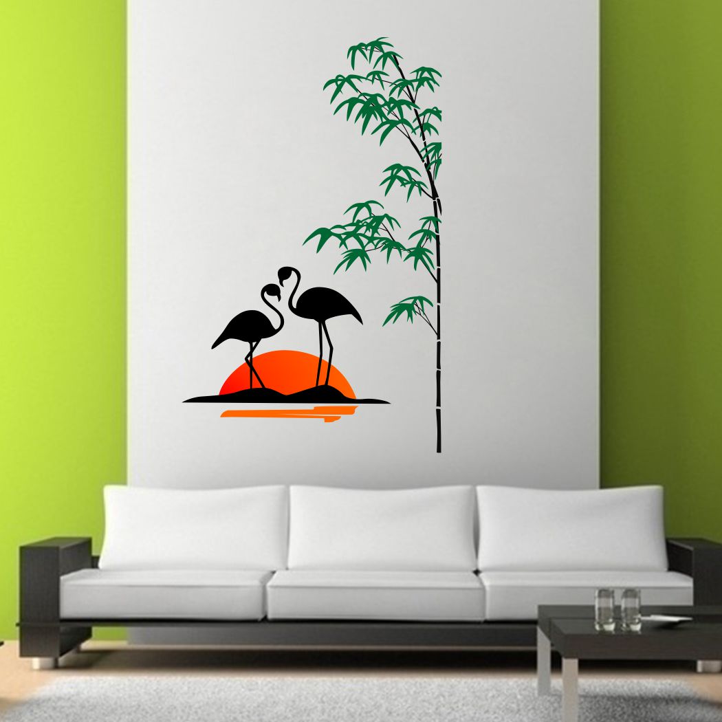 Homexa Decor | Tree with Crane Wall Sticker (Size 57 x 91 cm)