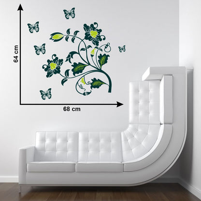 Homexa Decor | Floral With Butterfly Wall Sticker (Size 68 x 64 cm)