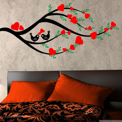 Homexa Decor | Branches With Heart and Birds Design Wall Sticker (Size 90 x 42 cm)