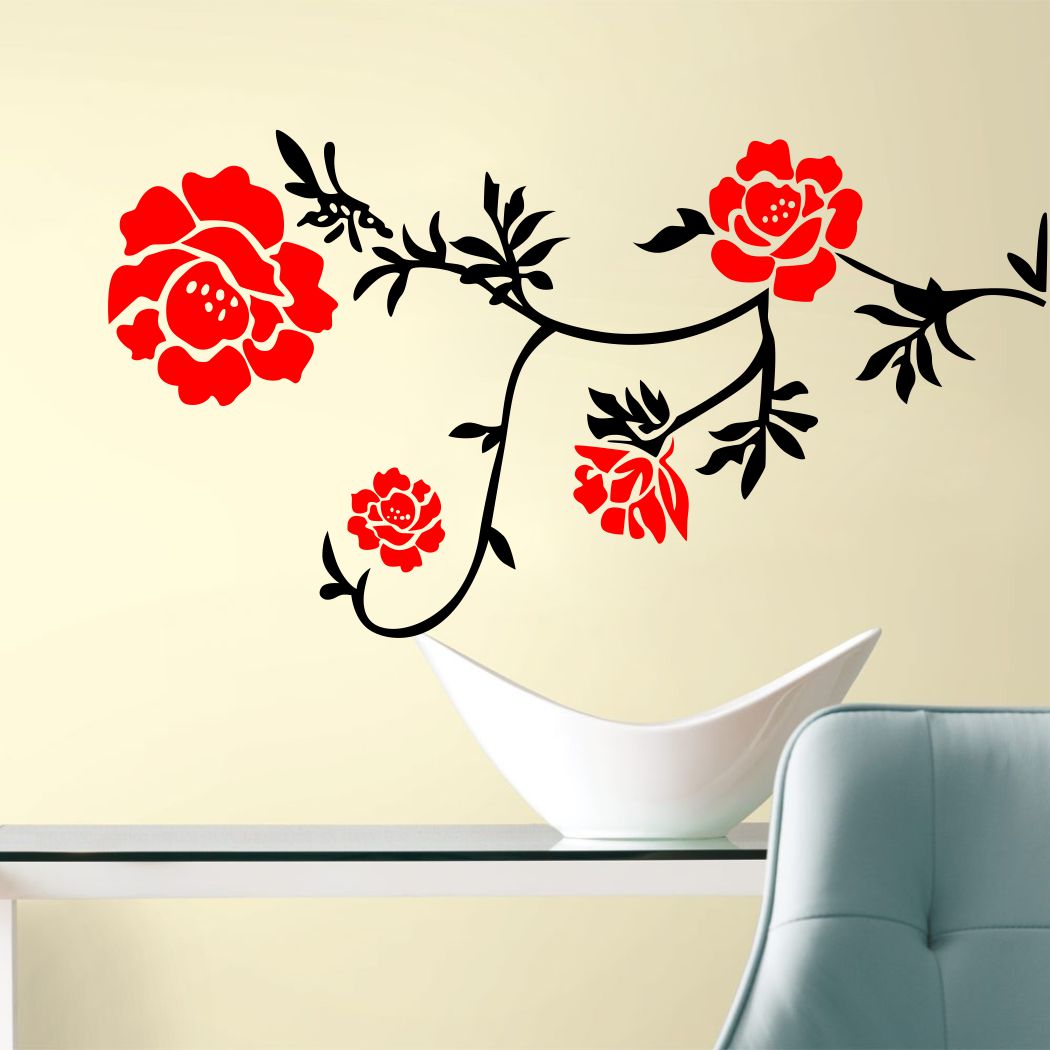 Homexa Decor | Branches With Flower Design Wall Sticker (Size 83 x 45 cm)