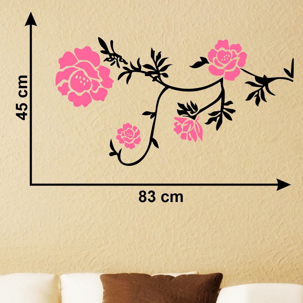 Homexa Decor | Branches With Flower Design Wall Sticker (Size 83 x 45 cm)