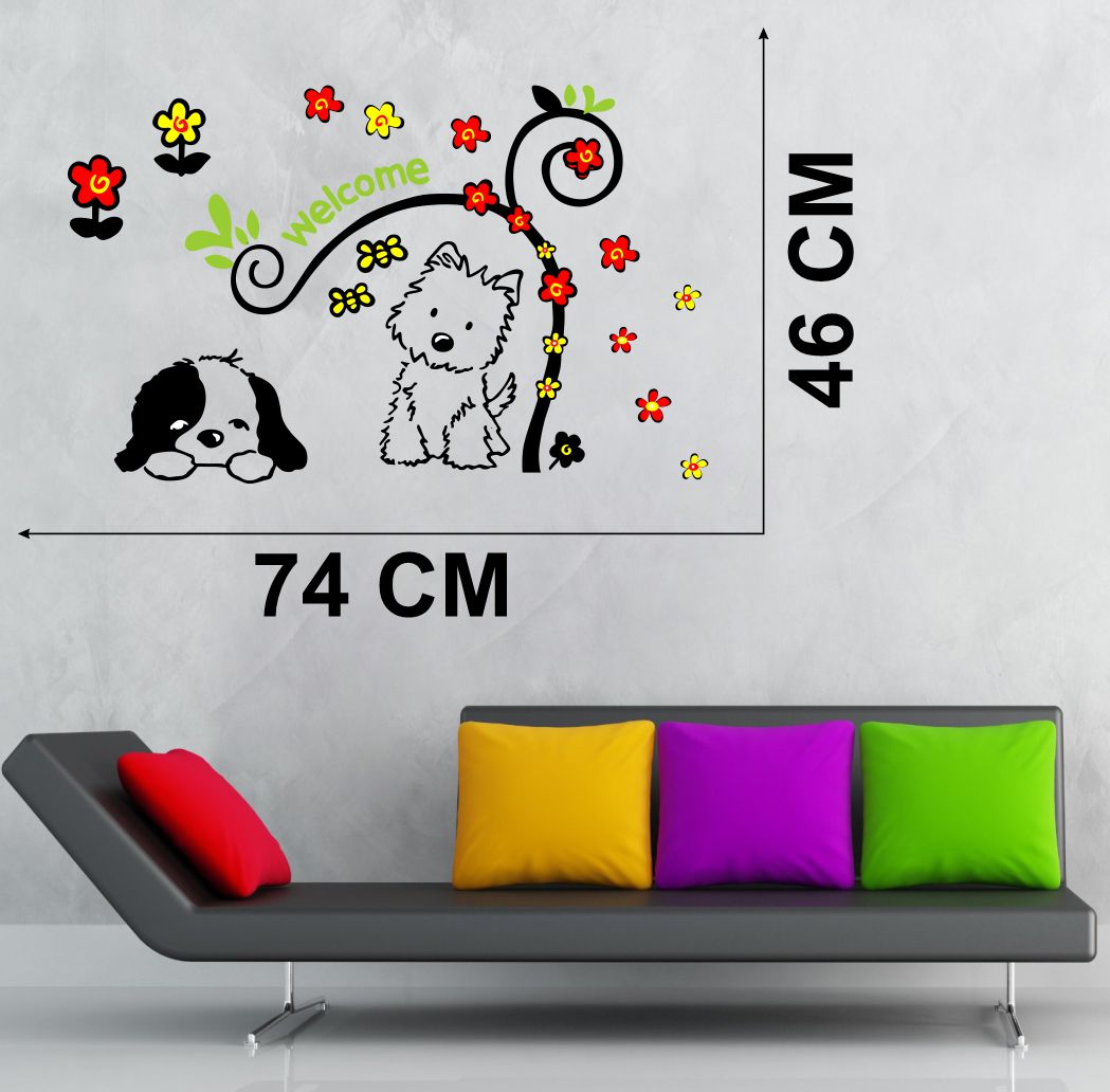 Homexa Decor | Beautiful Flowers With Animals Wall Sticker (Size 74 x 46 cm)