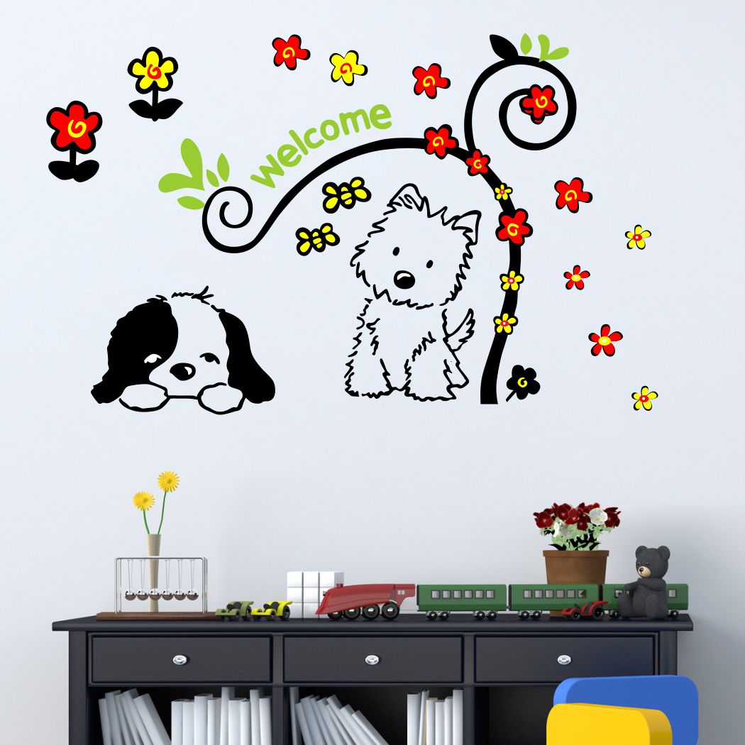 Homexa Decor | Beautiful Flowers With Animals Wall Sticker (Size 74 x 46 cm)