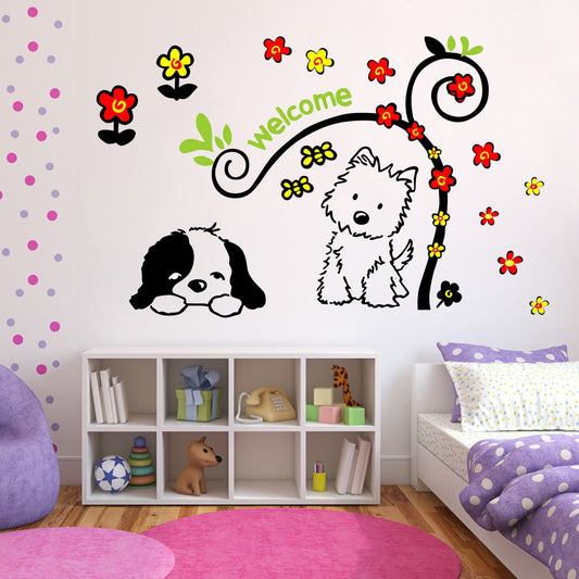 Homexa Decor | Beautiful Flowers With Animals Wall Sticker (Size 74 x 46 cm)