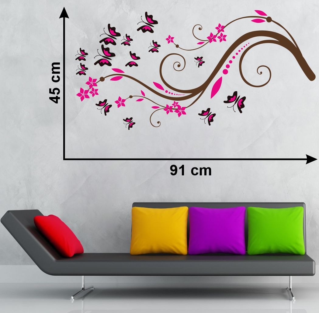 Homexa Decor | Branches With Flower Design Wall Sticker (Size 91 x 45 cm)