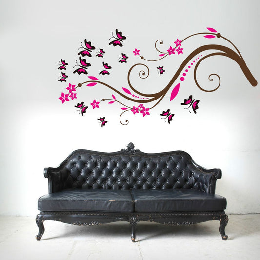 Homexa Decor | Branches With Flower Design Wall Sticker (Size 91 x 45 cm)