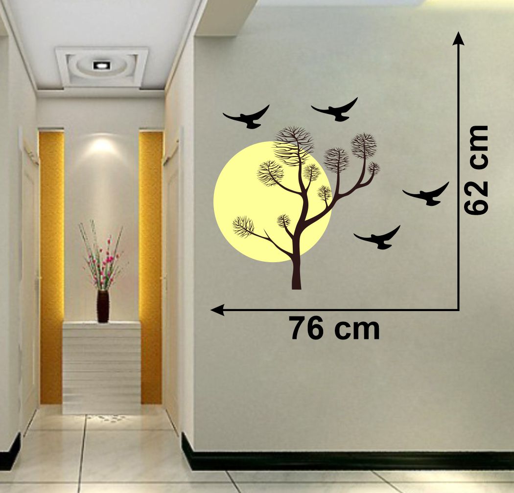 Homexa Decor | Tree With Birds Design Wall Sticker (Size 76 x 62 cm)