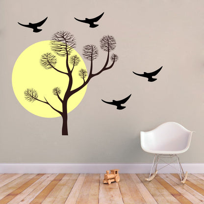 Homexa Decor | Tree With Birds Design Wall Sticker (Size 76 x 62 cm)