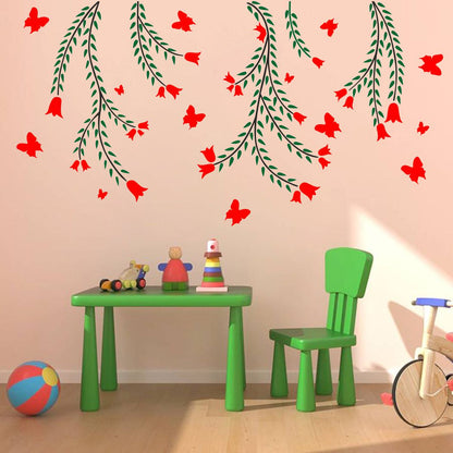 Homexa Decor | Leaf, Floral & Butterlies Wall Sticker (Size 91 x 48 cm)