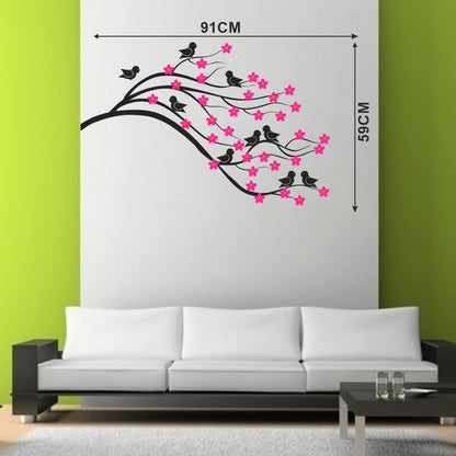 Homexa Decor | Branches With Birds and Flower Design Wall Sticker (Size 91 x 59 cm)