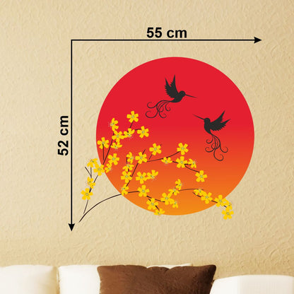 Homexa Decor | Flower, Birds & Sun Wall Sticker (Size 55 x 52 cm)