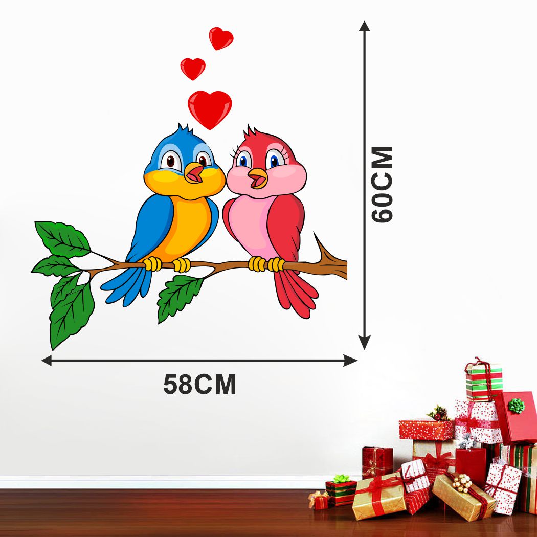 Homexa Decor | Tree With Two Birds Wall Sticker (Size 58 x 60 cm)