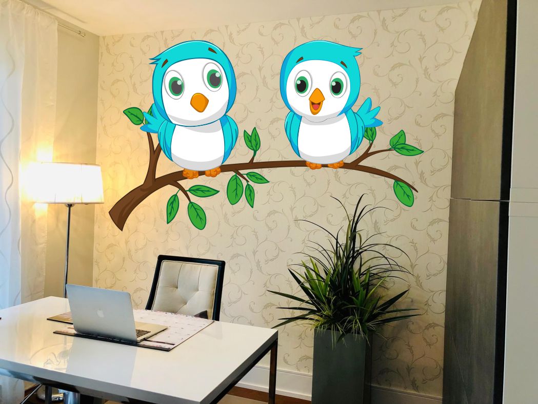 Homexa Decor | Tree With Two Birds Wall Sticker (Size 79 x 48 cm)